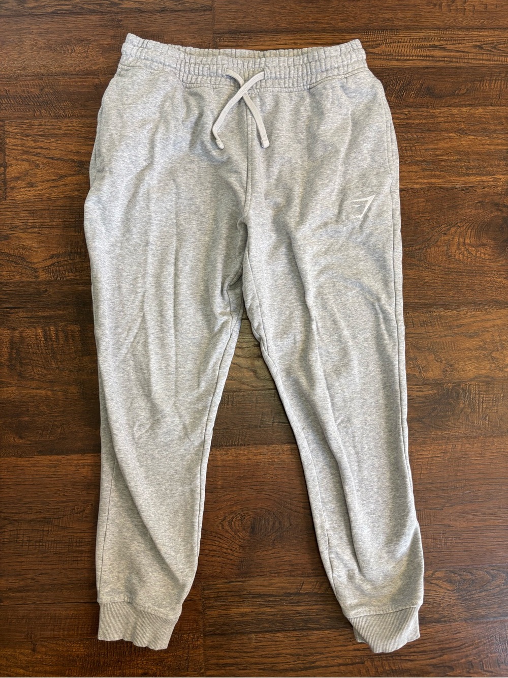 Gymshark Men's Slim Fit Crest Drawstring Joggers Light Gray Sz Medium
